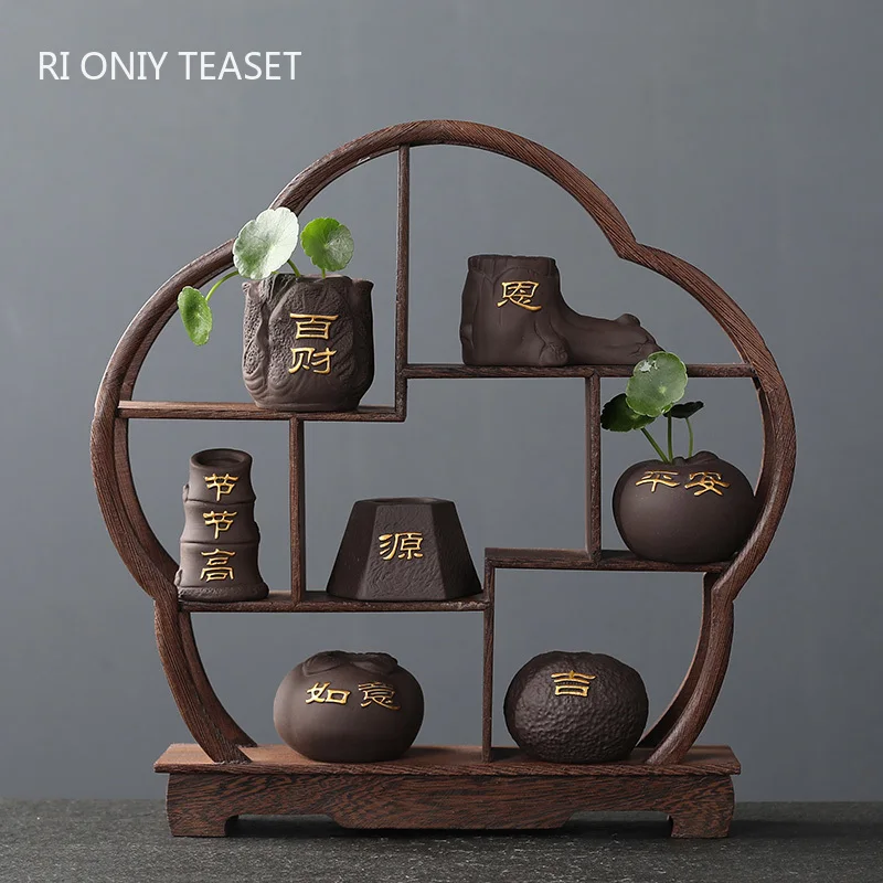 Bonsai Garden Mini - クリエイティブな紫色の粘土のお茶のペット,指紋のミニポット,水耕栽培の植物,盆栽の装飾品,ブティック