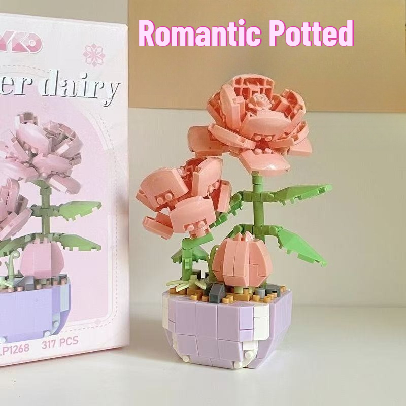 Bonsai Garden Lego - ミニ鉢植えの花ビルディングブロックセット子供 DIY 教育玩具盆栽庭園ロマンチックなモデルレンガ子供女の子のおもちゃ