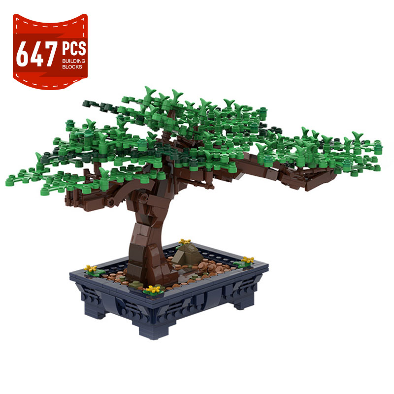 Bonsai Garden Lego - 子供のための緑の木のおもちゃ,装飾的な植物,花,草,モデル,ビルディングブロック,ミニ植物,家庭菜園,新しいコレクション