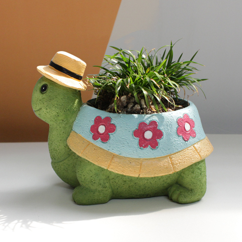 Bonsai Tree Zen Garden - 漫画の動物多肉植物フラワーポットかわいいカメ植木鉢庭植栽ポットデスクトップ家の装飾の装飾品庭プランター