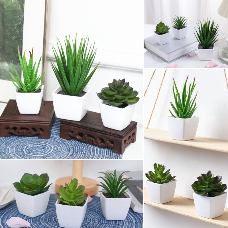 Bonsai Garden Mini - (3 個セット) 家、レストラン、テーブルトップ、窓辺、本棚の装飾に適した模擬ミニ鉢植え