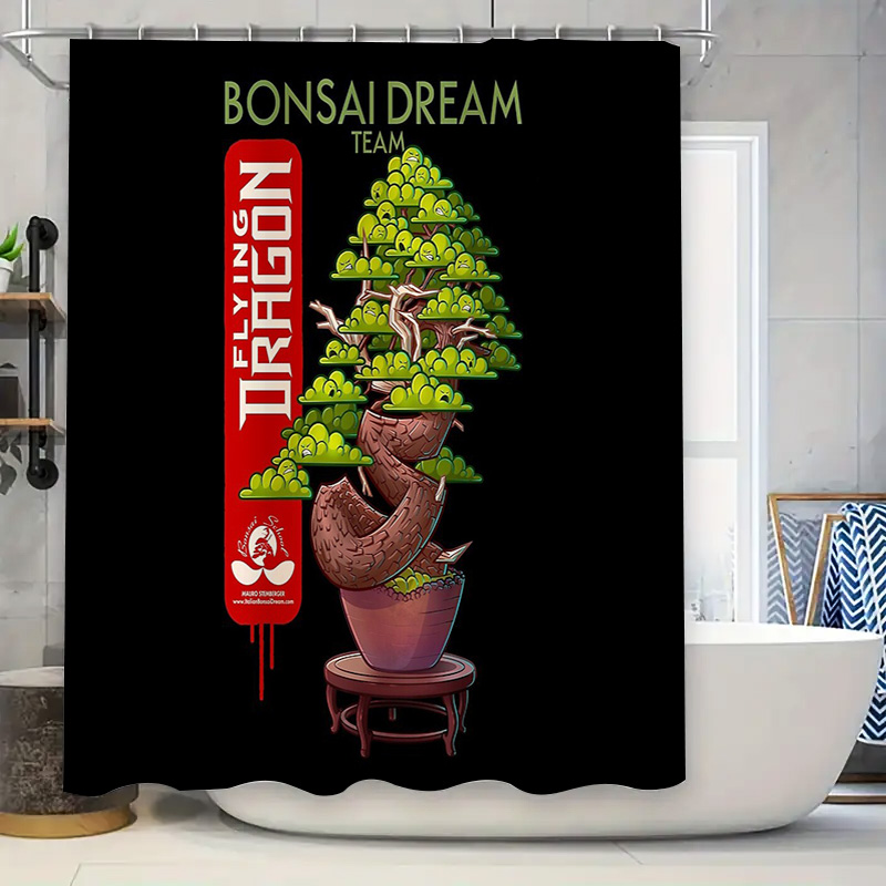 Bonsai Tree Zen Garden - 日本の盆栽の木のシャワーカーテン禅庭自然森林風景バスルームの装飾和風洗面所吊り下げ