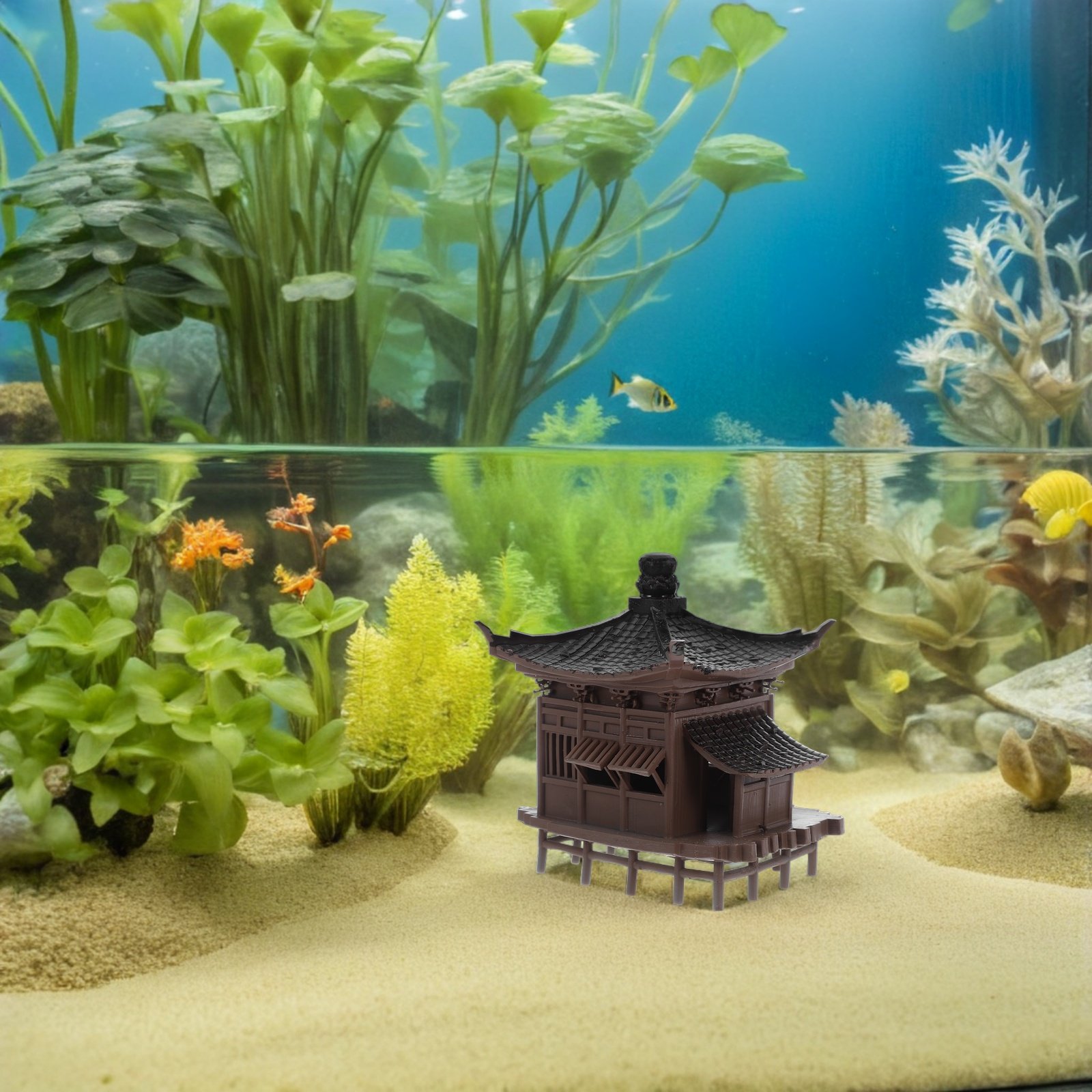 Bonsai Garden Set Up - 水槽盆栽用マイクロアジアンパビリオンオーナメント 禅ガーデン装飾 伝統建築デザイン 省スペース