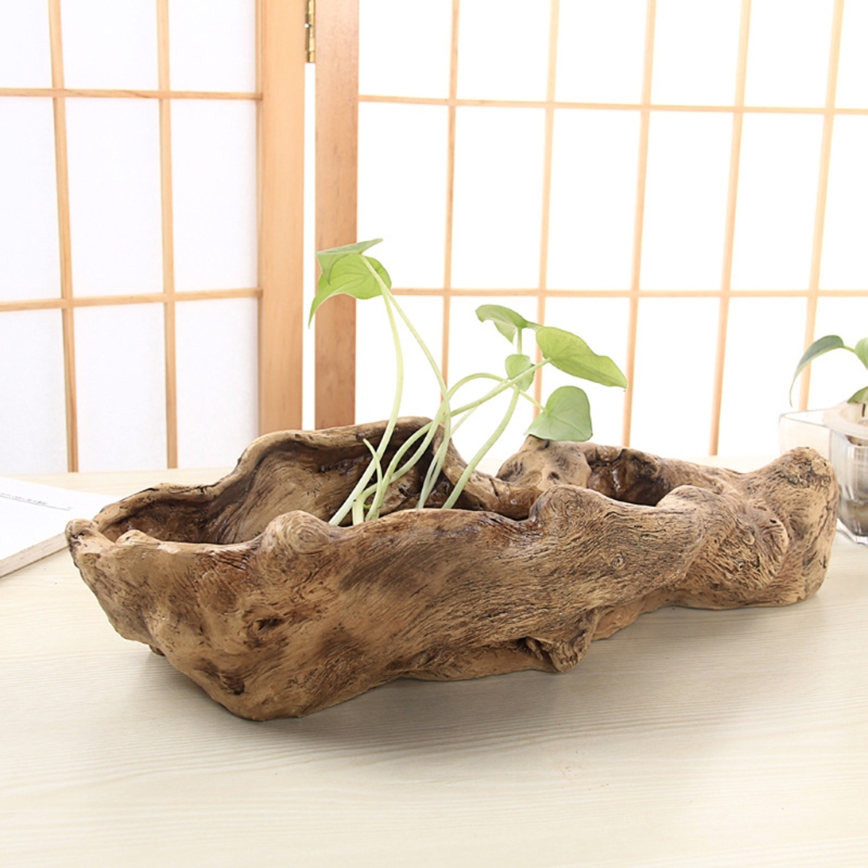 牧歌的なスタイルのレトロな風景植木鉢樹脂木の切り株プランター - Bonsai Tree Zen Garden のレビューと価格