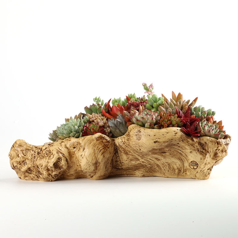 牧歌的なスタイルのレトロな風景植木鉢樹脂木の切り株プランター - Bonsai Tree Zen Garden のレビューと価格