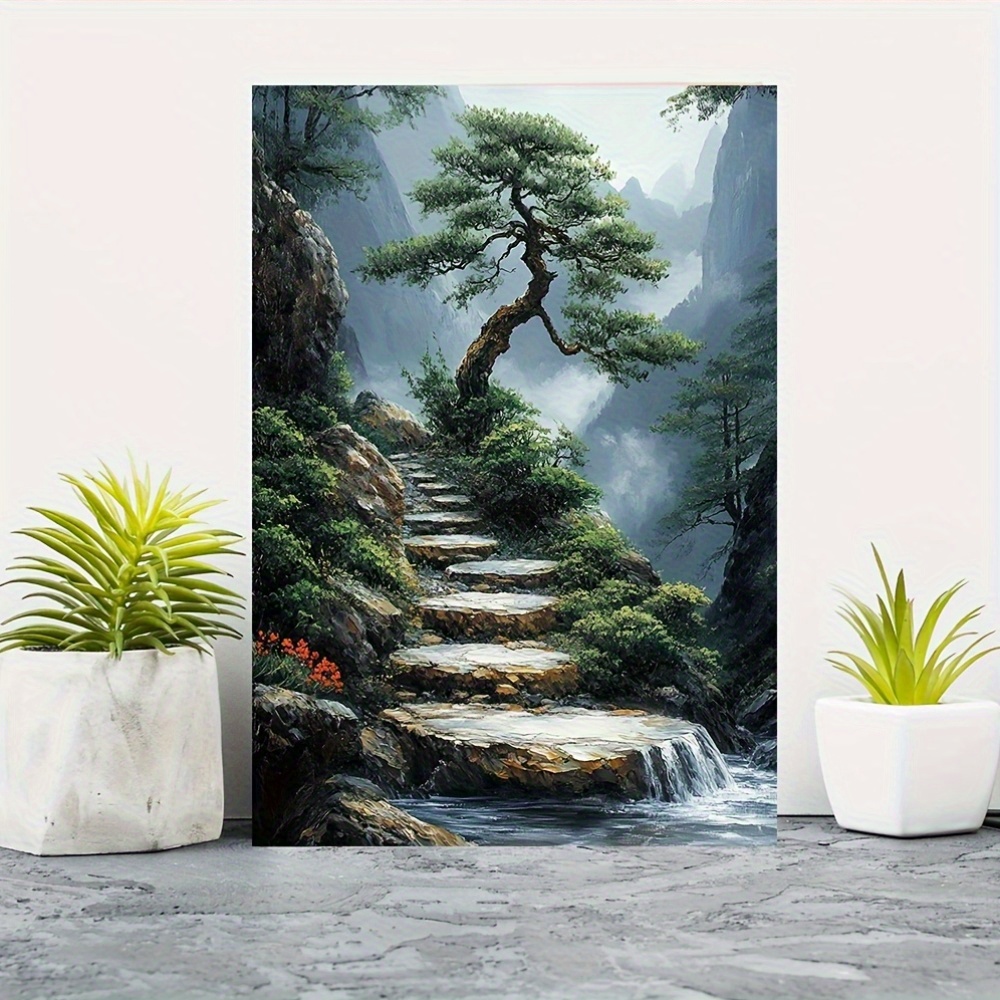 日本の盆栽を描いた禅庭キャンバスアート作品、壁の装飾に最適、 - Bonsai Vertical Garden のレビューと価格
