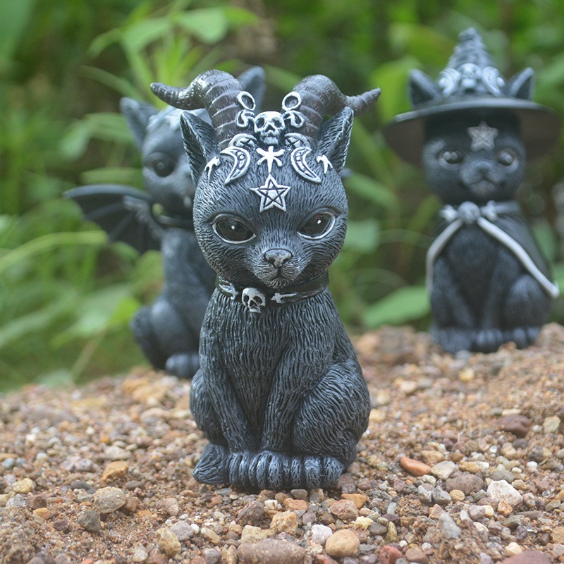 ハロウィン魔法猫樹脂工芸置物動物像ミニチュア家庭菜園盆栽装飾 - Bonsai Garden Festival のレビューと価格