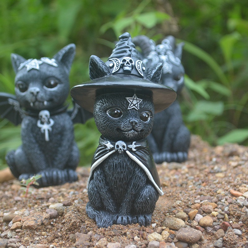 ハロウィン魔法猫樹脂工芸置物動物像ミニチュア家庭菜園盆栽装飾 - Bonsai Garden Festival のレビューと価格