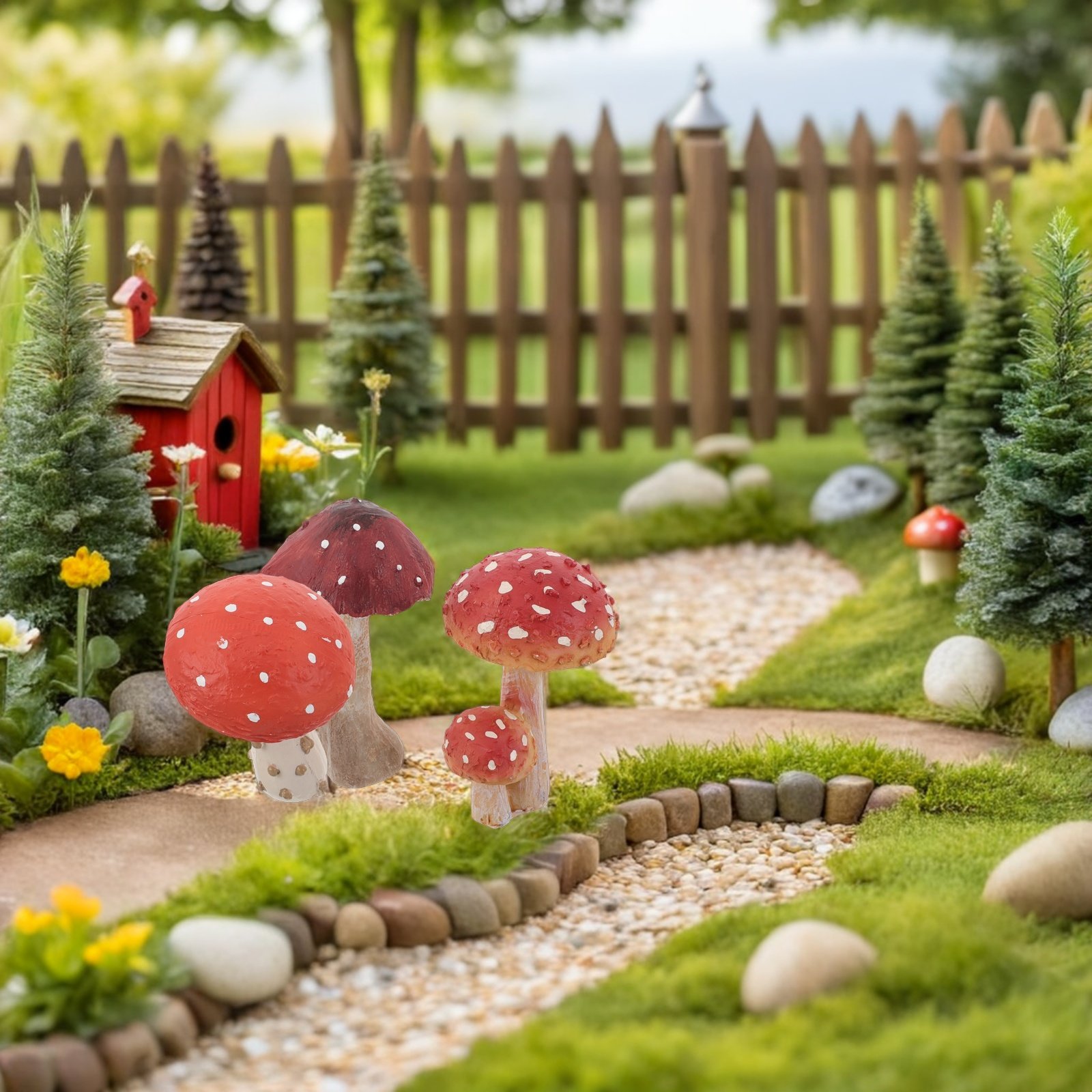 3個入り樹脂製キノコガーデンスタチューデコレーション屋外彫刻 - Bonsai Garden Set Up のレビューと価格