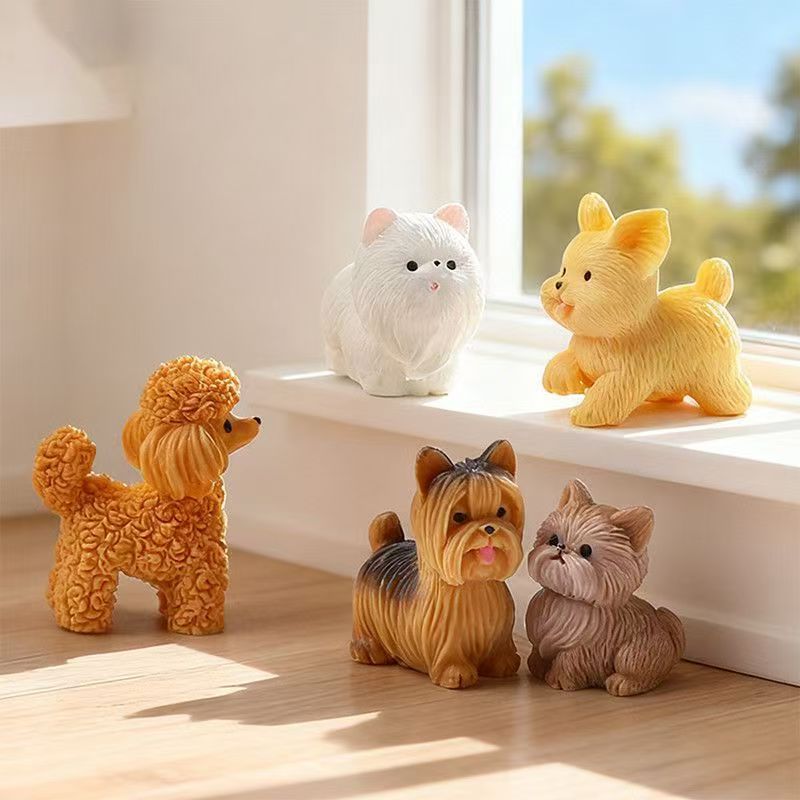 かわいいテディプードルの子犬、小型犬の装飾品、樹脂製のミニチ - Bonsai Garden Art のレビューと価格