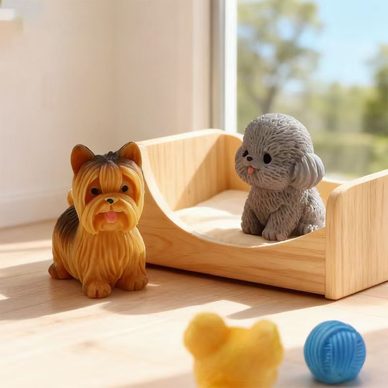 かわいいテディプードルの子犬、小型犬の装飾品、樹脂製のミニチ - Bonsai Garden Art のレビューと価格