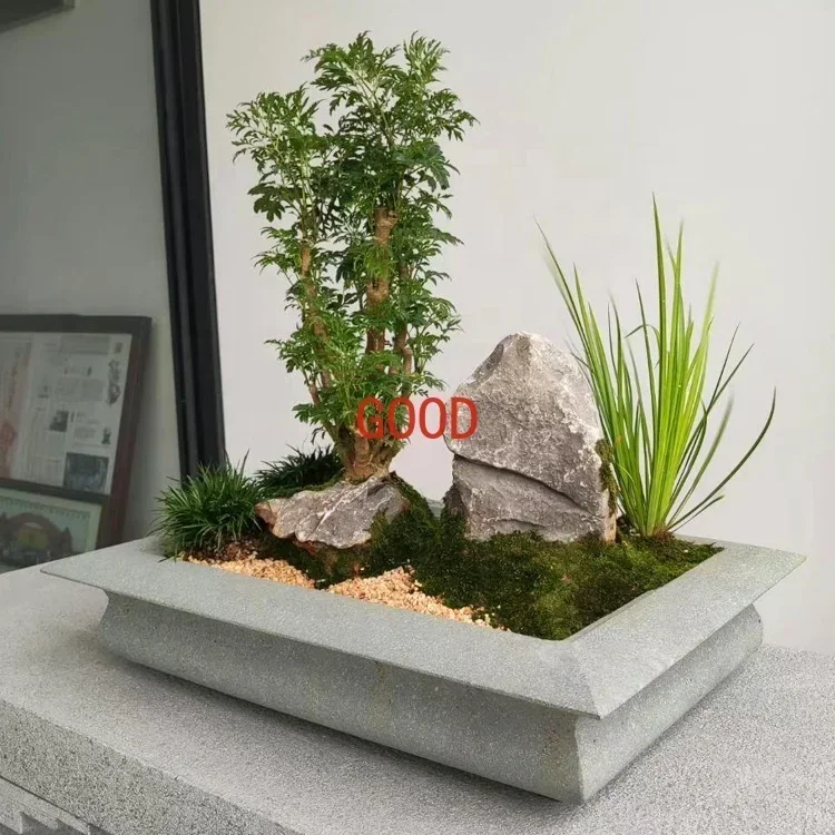 庭園天然青石中国茶台クリエイティブ盆栽ボウルペンジンアートマ - Bonsai Garden Art のレビューと価格