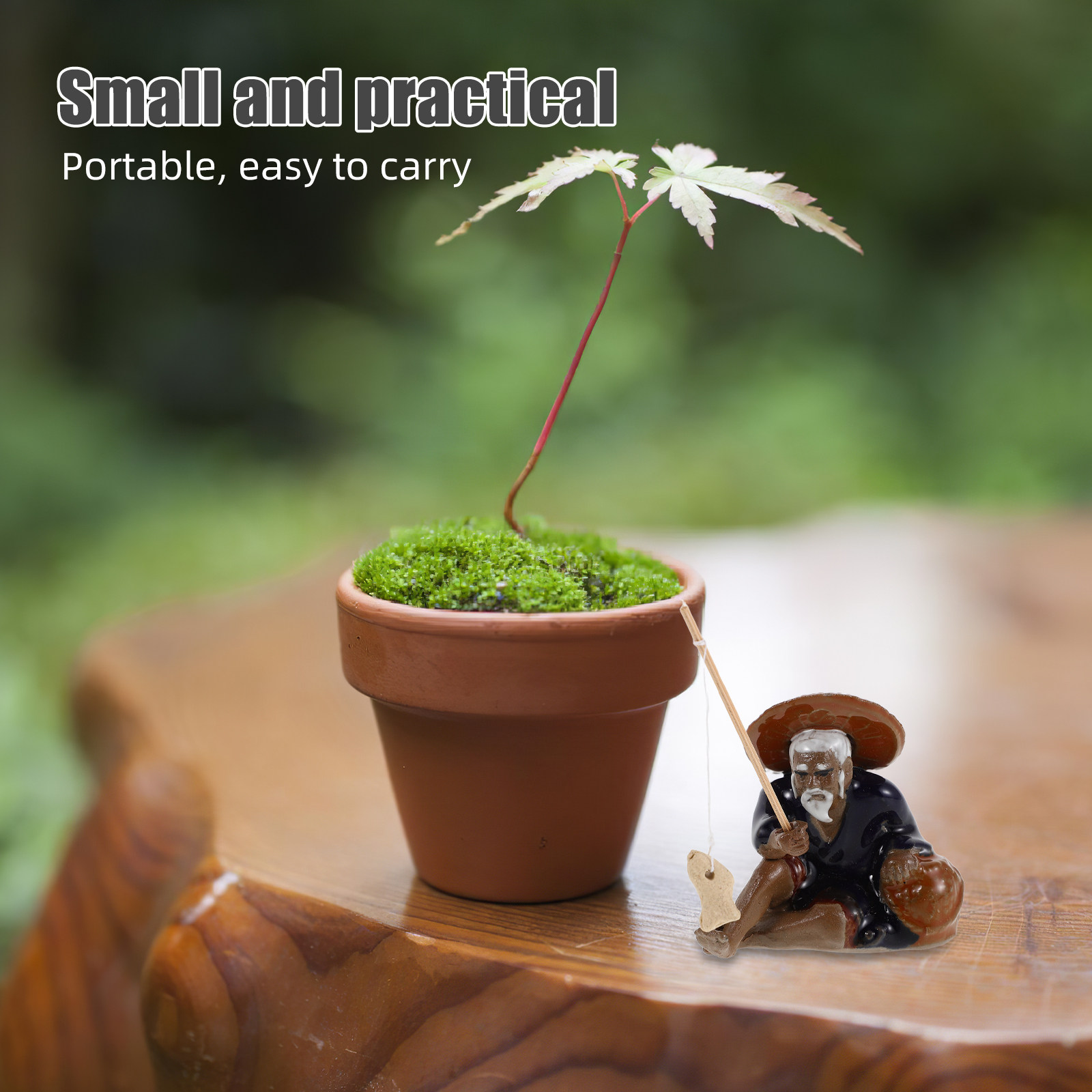 2個入り 小さな風景装飾品 リアルなセラミック製の古い釣り人 - Bonsai Garden Set Up のレビューと価格