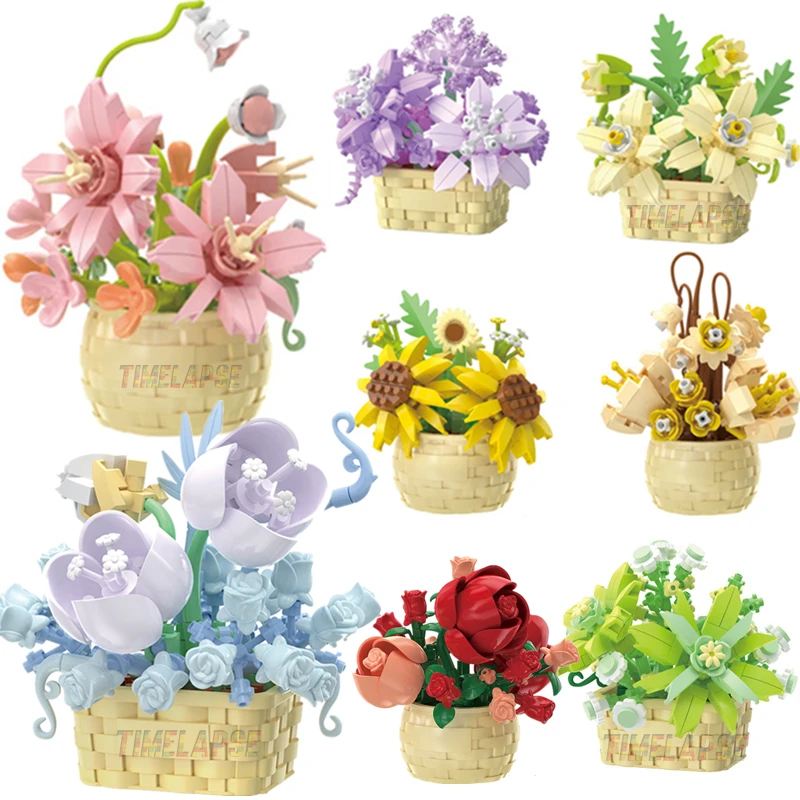 DIY MOC ポット入りバラ、ヒマワリ、多肉植物、盆栽、庭 - Bonsai Garden Lego のレビューと価格