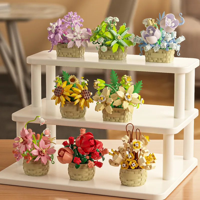 DIY MOC ポット入りバラ、ヒマワリ、多肉植物、盆栽、庭 - Bonsai Garden Lego のレビューと価格