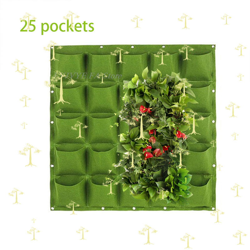 25 ポケット壁掛け植栽バッググリーンポケット成長バッグ垂直 - Bonsai Vertical Garden のレビューと価格