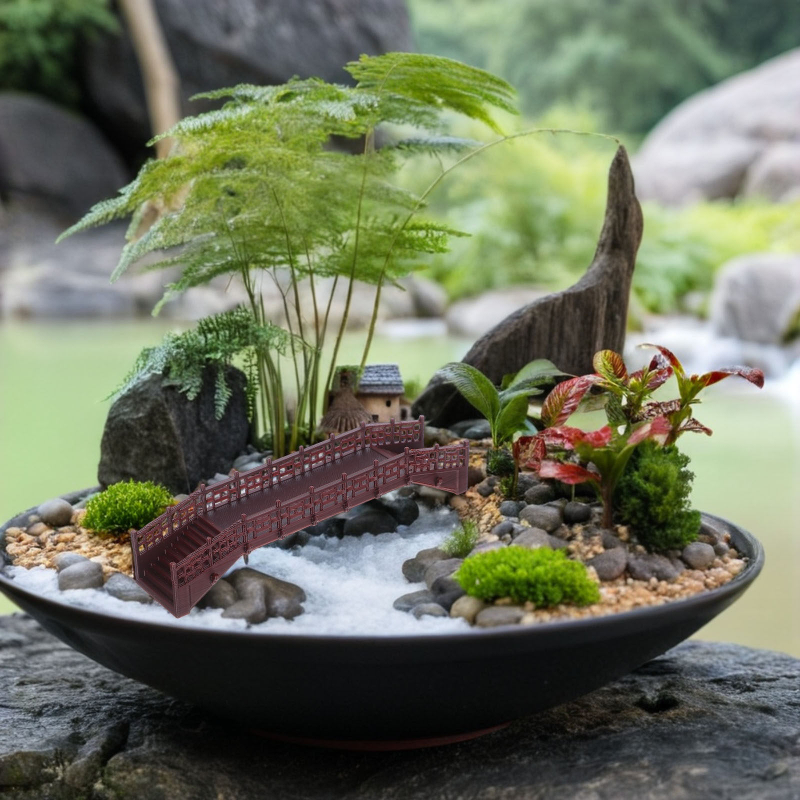 ヴィンテージ中国風ミニチュアブリッジオーナメント、マイクロラ - Bonsai Garden Set Up のレビューと価格