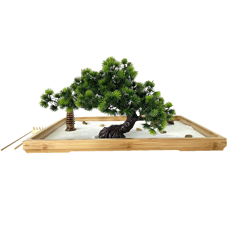 白い砂を使った卓上禅庭、人工盆栽、石、熊手、ギフト、砂キット - Bonsai Tree Zen Garden のレビューと価格