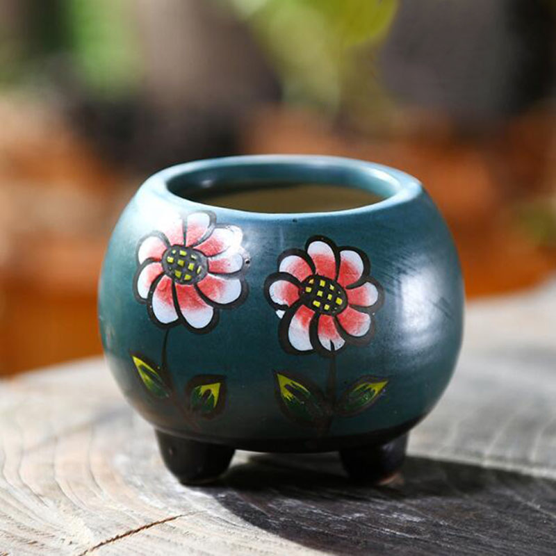 手描きの多肉植物の植木鉢,花柄,盆栽プランター,ガーデニング - Bonsai Garden Art のレビューと価格