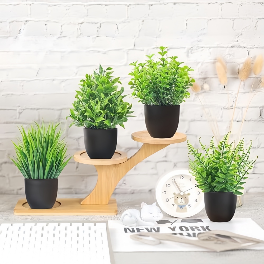 4個セット ミニ人工植物 鉢植え 室内/屋外装飾 グリーン盆 - Bonsai Garden Mini のレビューと価格