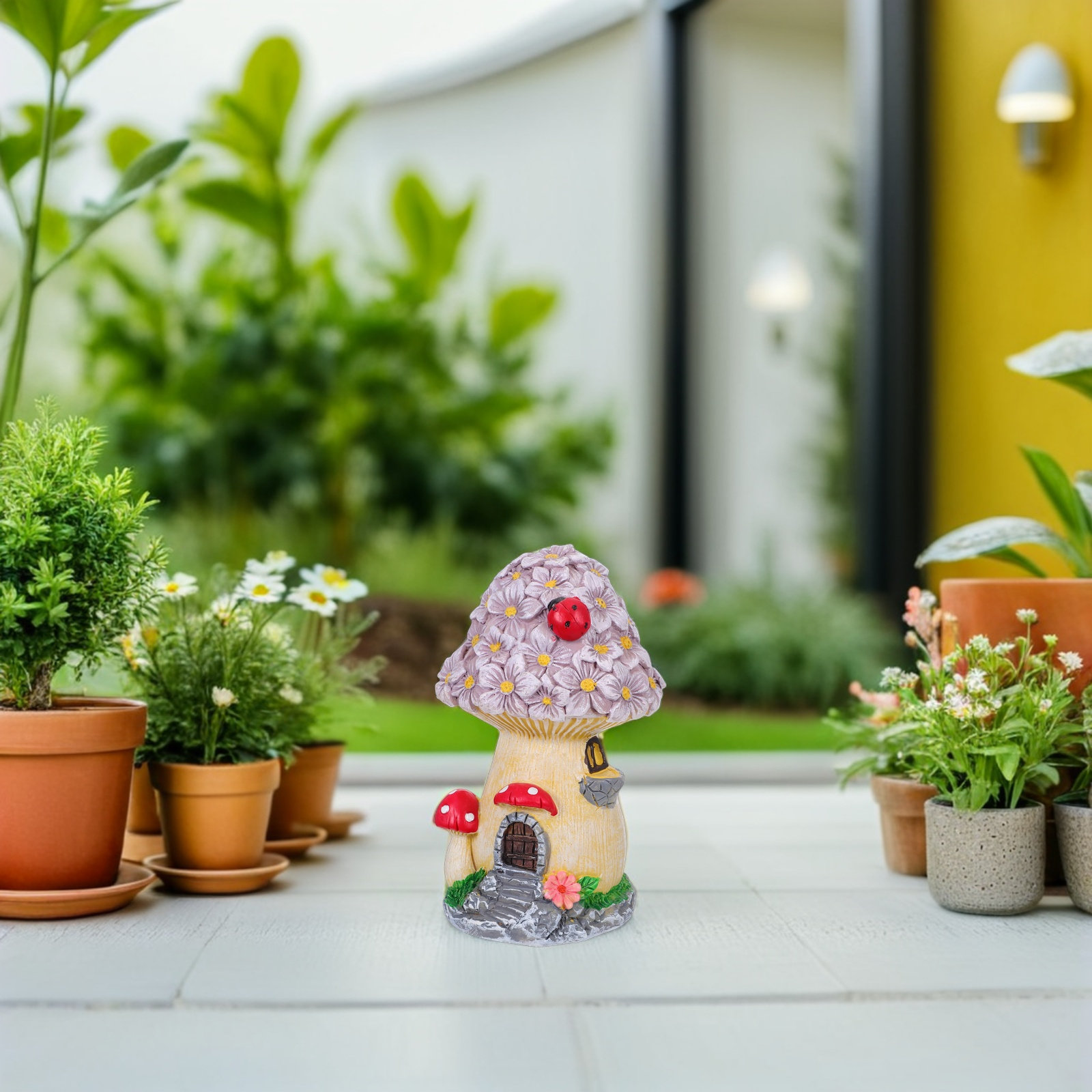 耐候性樹脂製キノコ型ハウス、屋外ガーデンスタチュー装飾、パテ - Bonsai Garden Mini のレビューと価格