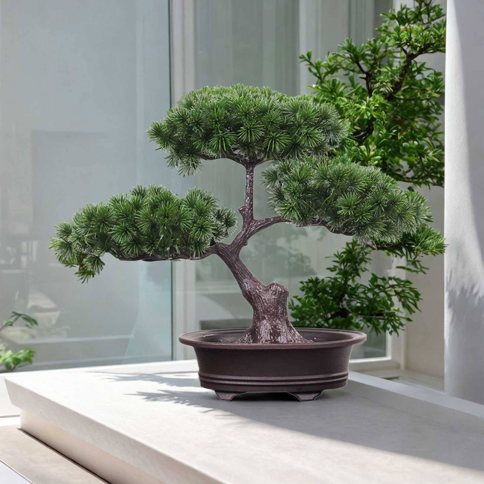 人工盆栽偽の木鉢植え緑の装飾デスクトップディスプレイリビング - Bonsai Tree Zen Garden のレビューと価格