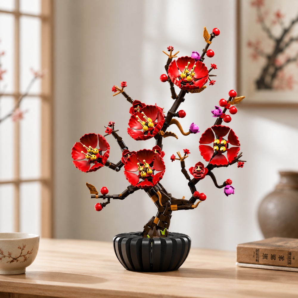 梅の花盆栽ビルディングブロック、599個の花束セット、詳細な - Bonsai Garden Lego のレビューと価格