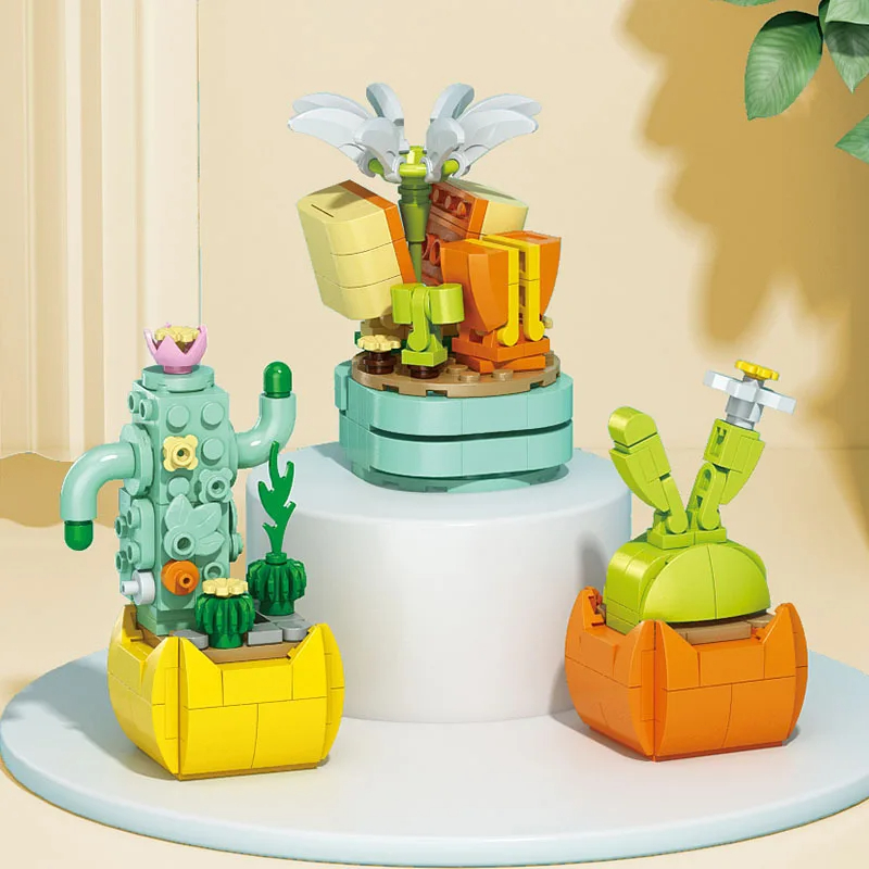 花と多肉植物のビルディングブロック,盆栽の木のレンガ,庭,鉢 - Bonsai Garden Lego のレビューと価格
